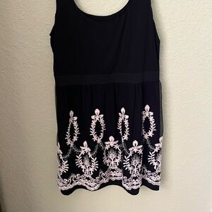 Black Dress with Cream Embroidery